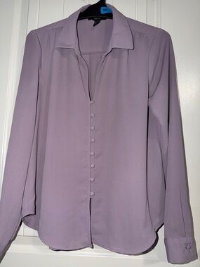 Forever 21 Lilac Button-Front Long Sleeve Shirt